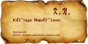 Kónya Napóleon névjegykártya